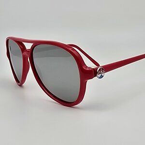 I Ski SS-2 Red Frame Silver Mirror Glass Lens Kids Aviator Sunglasses 50-14-112